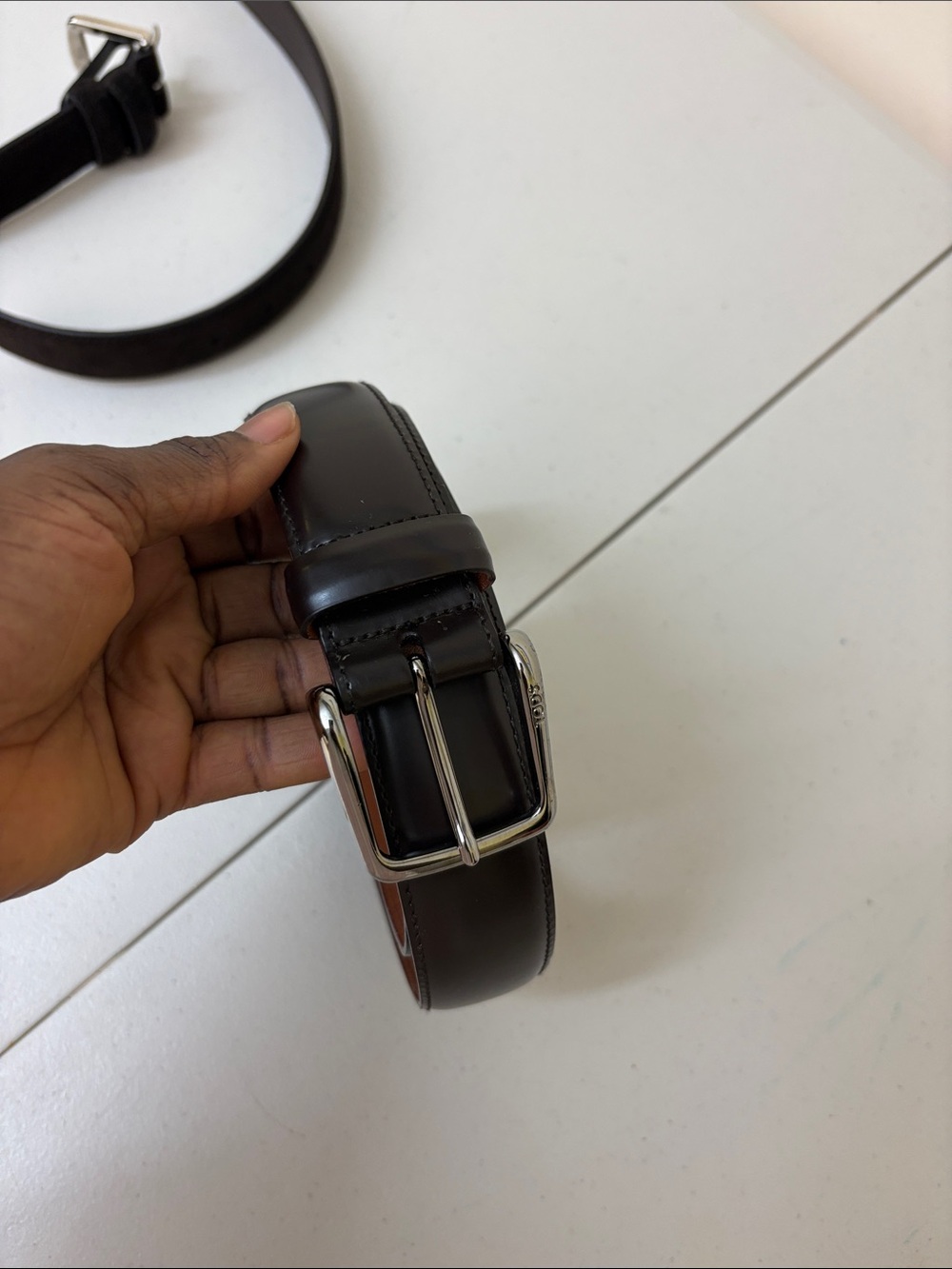 Tod's Men's Leather Belt - Dark Brown with Silver Buckle